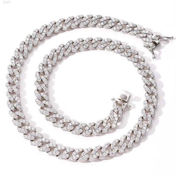 

hip hop 9mm 925 silver necklace vvs d color moissanite cuban link chain jewelry iced out necklace