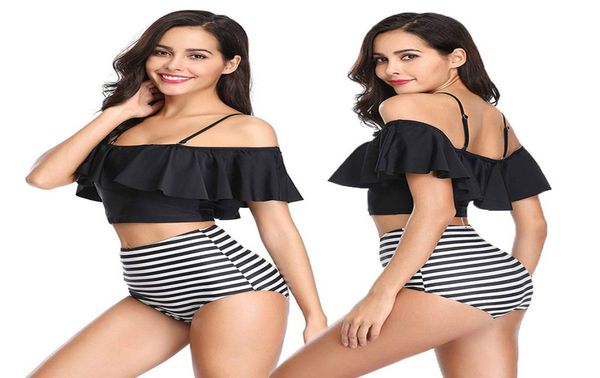 

2020 woman plus size swimwear high waist s2xl bikini big women bathing suits floral vintage female bather swimsuits bikini5424176, White;black