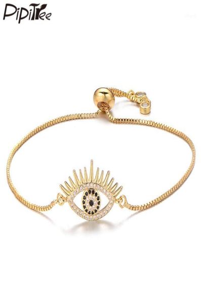 

charm bracelets pipitree fashion cubic zirconia bracelet female copper adjustable chain bangles for women men jewelry18714616, Golden;silver