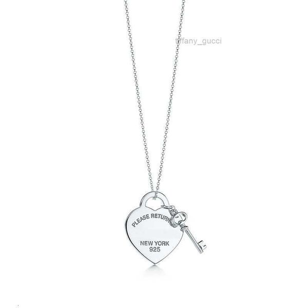 

fashion please return to new york heart key pendant necklace original 925 silver love necklaces charm women diy charm jewelry gift clavicle