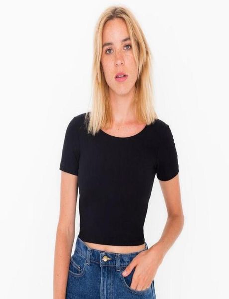 

solid tshirt women crop short sleeve ladies basic crew neck tshirt2264374, White