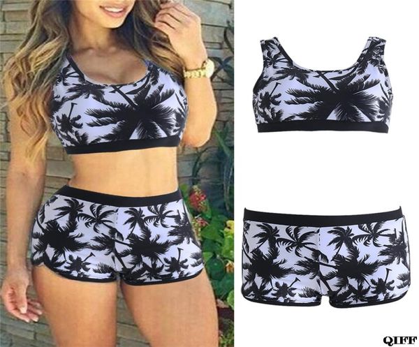 

women crop high waist shorts floral bikini set beach swimwear swimsuit6498359, White;black