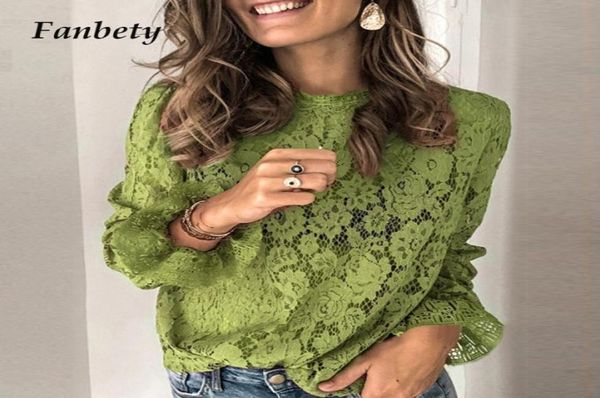 

womens lace crochet flower blouses shirt ladies casual solid color long sleeve shirts female spring o neck hallow out 2009236840291, White