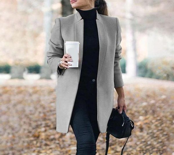 

women039s wool blends woolens overcoat female coat autumn winter the fashion long style women jacket plus size women39s ca8386445, Black