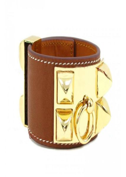 

2020 fashion jewelry whole h bangle plain weave leather four nails rivets leather bracelets exaggerated punk wide bracelet jew7042948, Golden;silver