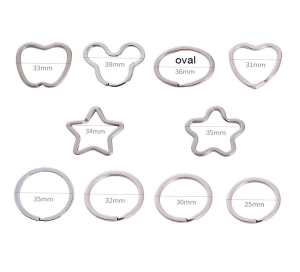 

30mm to 35mm round heart star key rings 100pcs metal key holder split key chain connector car handbag diy keychain accessories9333198, Slivery;golden