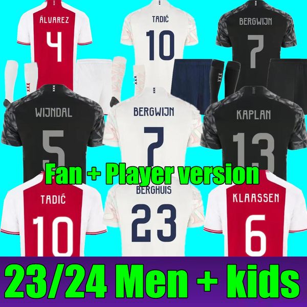 

2023 2024 new ajaxs tadic home soccer jerseys 23 24 home away bassey berghuis cruyff kits klaassen fan player version bergwijn marley footba, Black;yellow