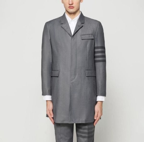 

tb suit overcoat autumn winter men039s jackets fashion brand slim blazers coats black 4bar stripe business formal long suit ja72809081668, Tan;black