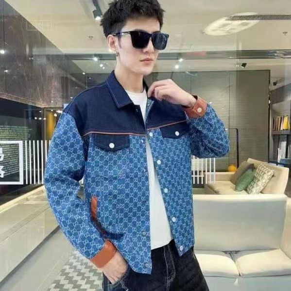 

mens designer denim jackets luxury clothes streetwear fashion patchwork casual retro vintage jacket long sleeve coat, Black;brown