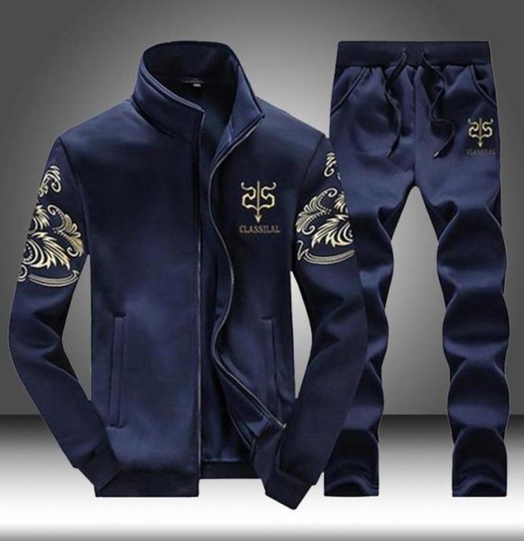 

men039s tracksuits brand men sportswear sets running sports fitness tracksuit male two pieces sweatshirtsweatpant gym clothing7322438, Gray