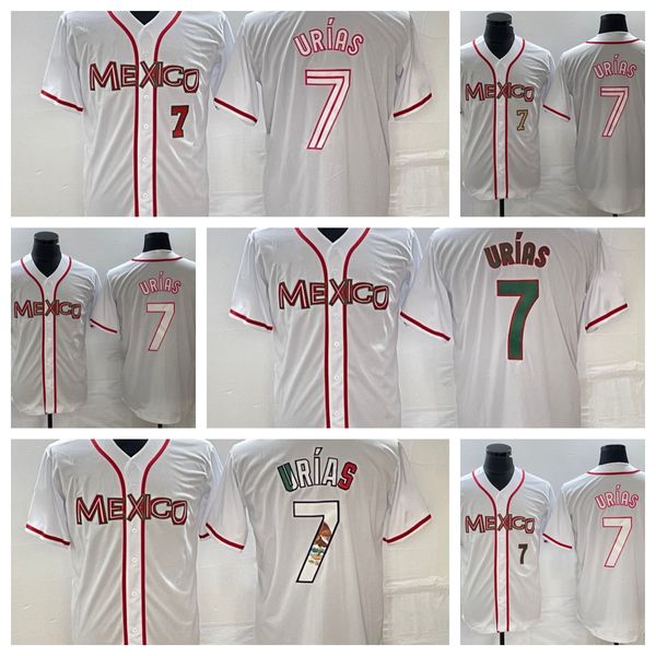 

custom 2023 team mexico baseball jersey #7 julio urias austin barnes joey meneses randy arozarena rowdy tellez luis urias fernando valenzuel, Blue;black