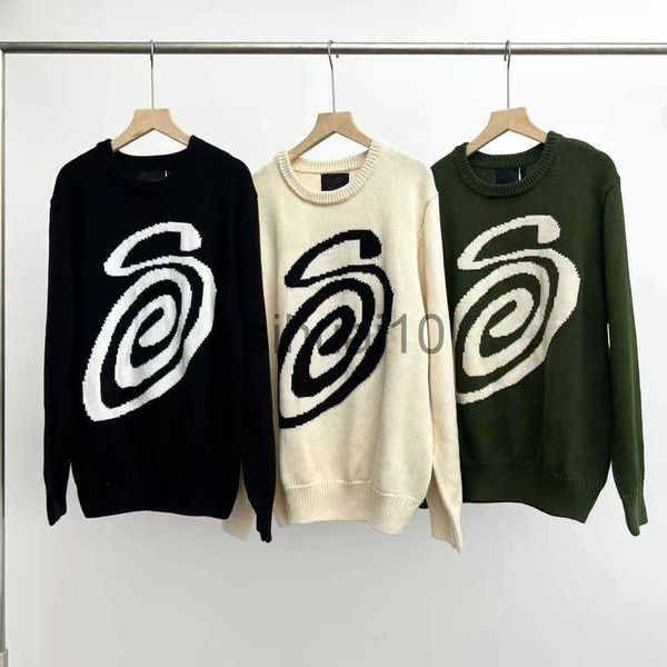 

men's sweaters 22 west coast wool mosquito coil s letter sweater double-sided jacquard t-shirt vintage trend crewneck sweater j230808, White;black