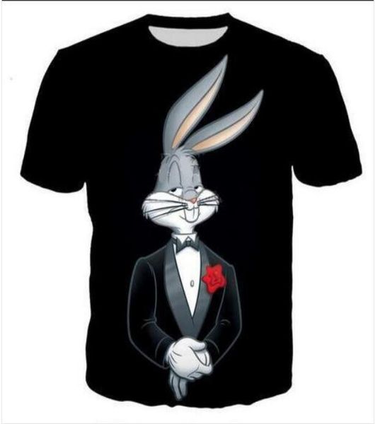 

new fashion menswomans cartoon character bugs bunny tshirt summer style funny 3d print casual t shirt plus size aa018764039, White;black