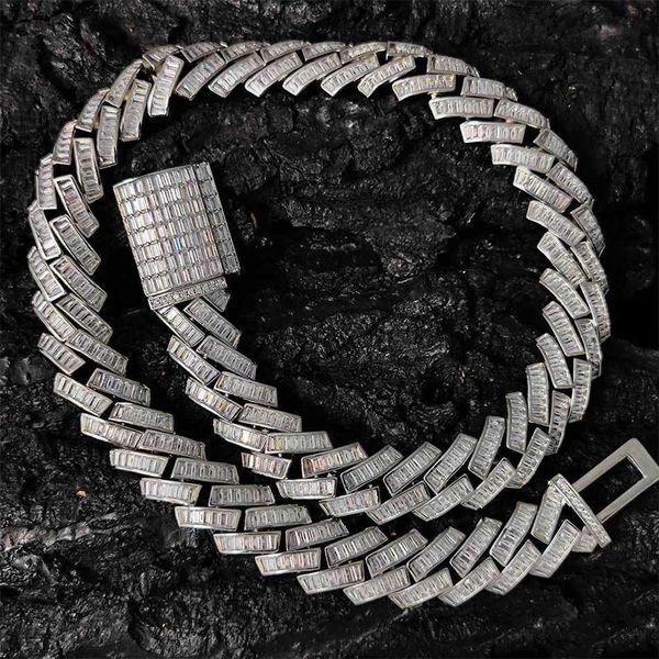 

new hip hop miami thick man's bracelet diamond gold jewelrycuban chain link necklace and bracelets set iced, Silver