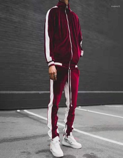 

men039s tracksuits spring autumn men39s velvet set sport suit male plus velour thick hoodies pants warm sweatshirt sportswea1371251, Gray