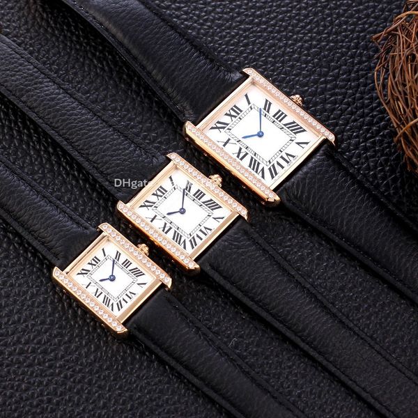 

fashion women gold and black diamond watch quartz movement watches full stainless steel lady square tank stainless steel case original wrist, Slivery;brown