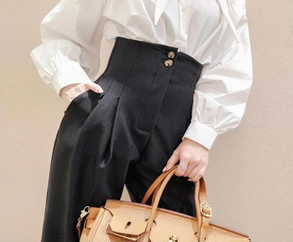 

super high waist casual harem pants women vintage street wear loose anklelength ladies korean large size ol trousers4591000, Black;white