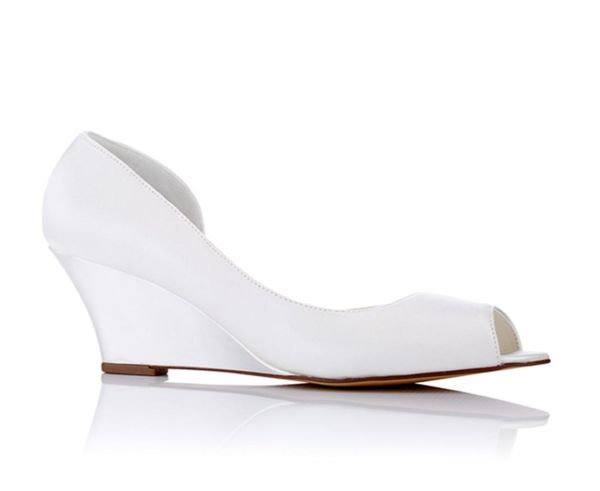 

selling nice 8cm wedge sandal dyeable satin wedding dress shoes with rhinestone elegant with bow women shoes bridal shoes for 4828162, Black