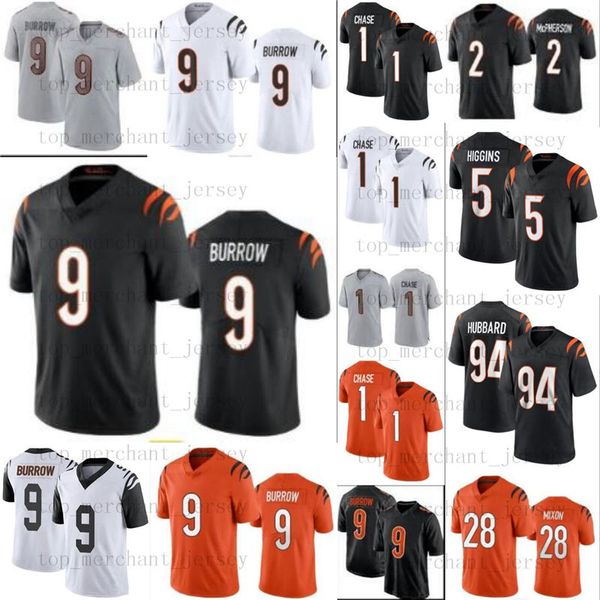 

9 joe burrow football jersey 1 ja'marr jamarr chase tee higgins 94 sam hubbard jessie bates iii mixon 2 evan mcpherson, Black;red