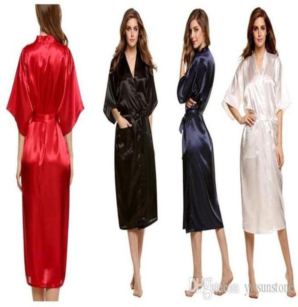 

zc fashion women 039s solid silk kimono robe for bridesmaids wedding party night gown pajamas 5 colors available 80373845718935, Black;red
