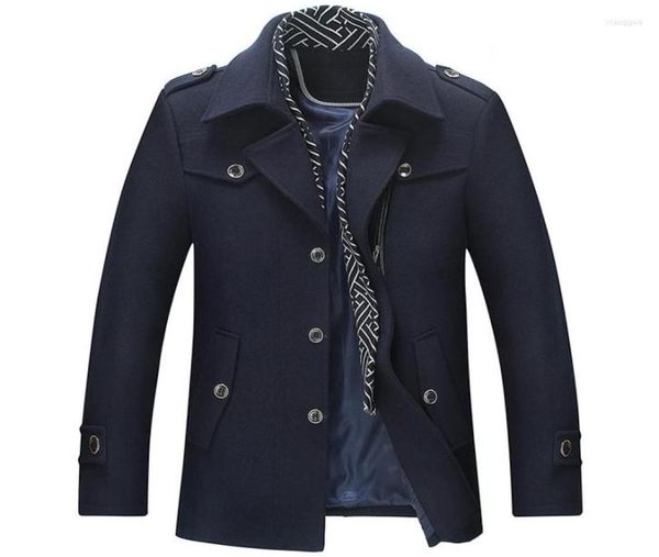 

men039s wool 2022 winter men39s fashion long brand cotton blends thick woolen cashmere business casual leisure jacket trench6551199, Black
