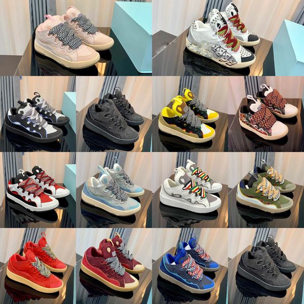 

designer sneakers leather curb sneakers collage lace-up sneaker outdoor women shoes nappa calfskin mesh woven men trainers rubber shoe class, Black