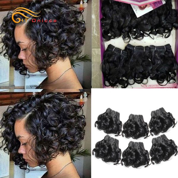 

lace wigs curly human hair bundles 100 brazilian weave 6 pcs lot color 1b 2 4 30 33 99j 230807, Black;brown