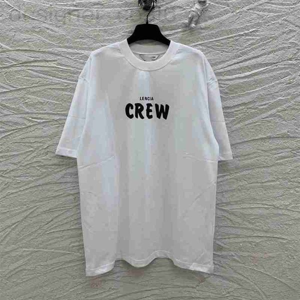 

women's t-shirt designer high edition summer new luxury fashion b home crew employee exclusive print os loose fit men's and short, White