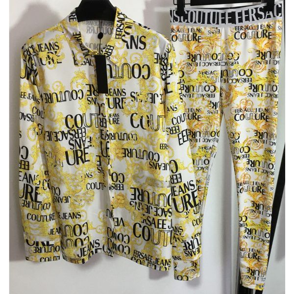 

8.8 vintage fashion floral letter print long sleeve blouse + leggings women's two piece sets, White