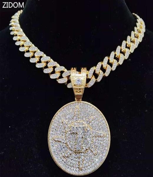 

pendant necklaces men hip hop lucky number seven necklace with 13mm miami cuban chain iced out bling hiphop fashion jewelrypendant9801089, Silver