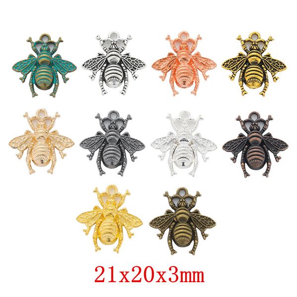 

mini bee pendants retro alloy honeybee necklace pendant 17*20 mm bracelet-pendant jewelry 10 color options t9i002410, Bronze;silver