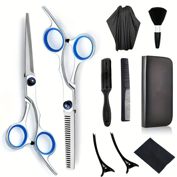 

8pcs/10pcs professional hairdressing scissors set 6 inch hair scissors with bag comb clip brush haircut thinning cutting shears kit