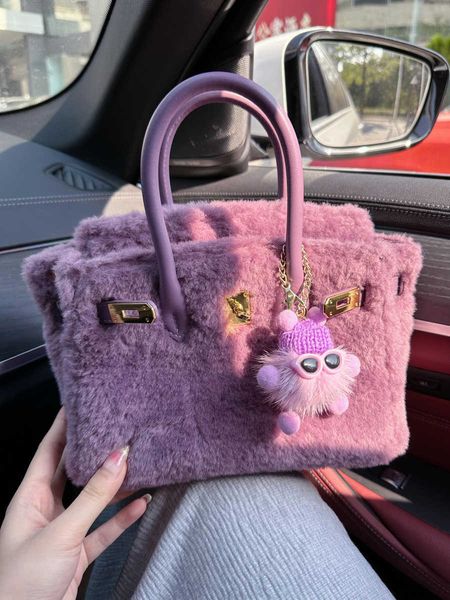 

luxury h ermes brikis's handbags for women houge warm plush bag mini handbag 2023 new advanced crossbody women with real logo