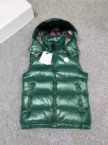 

monclairer chest nfc badge mens down vest circular zipper detachable hat men gilet winter fashion hooded puffer vest asian size m--3xl, Black;white