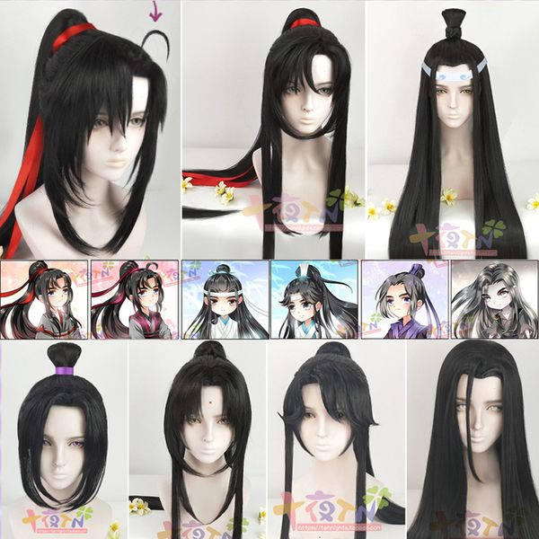 

cosplay wigs anime mo dao zu shi grandmaster of demonic cultivation wei wuxian lan wangji cosplay wig for halloween party 230808, Black