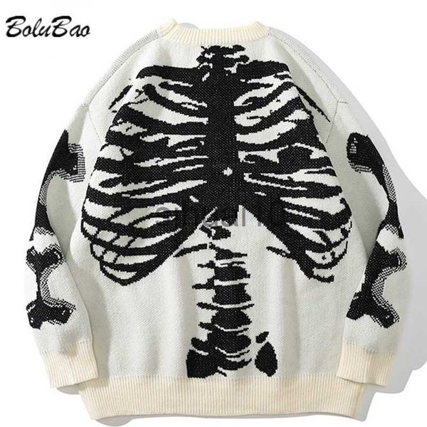 

men's sweaters bolubao 2022 casual sweater men's winter thickened knitted warm high-quality design trend selling sweater men j2308, White;black