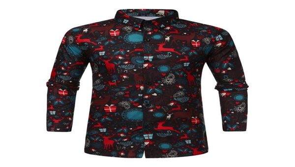 

men039s casual shirts men winter autumn long sleeve christmas deer print shirt turn down collar snowflakes reindeer xmas2952784, White;black