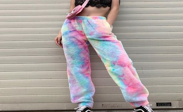 

women039s pants capris plus size tie dye women fluffy warm 3xl winter coming casual print long hip hop streetwear 20211416834, Black;white