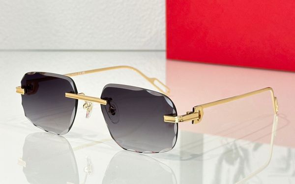 

fashion designer 0113 mens women sunglasses unique cut lens square metal rimless glasses summer simple business style anti-ultraviolet come, White;black