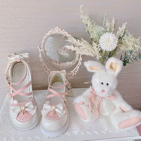 

dress shoes kawaii lolita cute bow girl japanese style jk uniform mary jane women shoes cartoon cosplay princess round head footwea 230807, Black