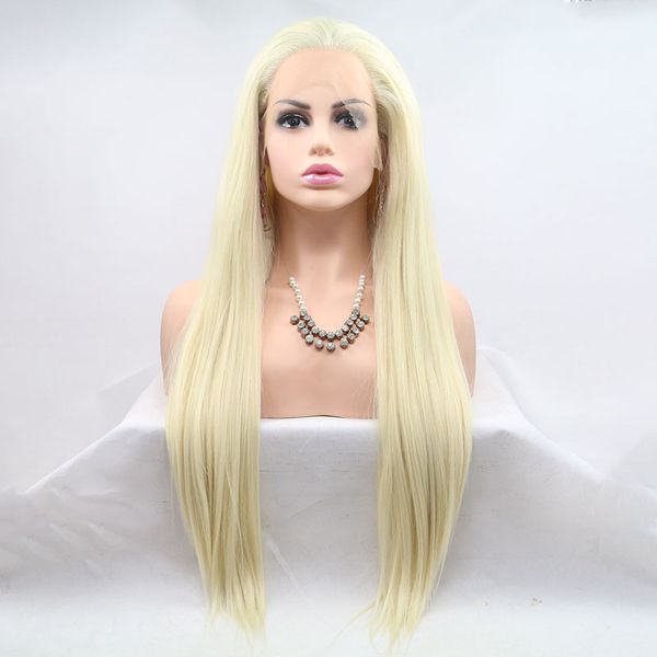 

fiber women's wig suitable for white women 24 inch long straight hair wig, Black;brown