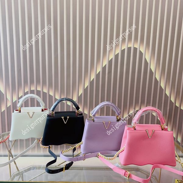 

tz handle handbag women bags capucines bb handbags soft taurillon series shoulder bag wave bottom flap square crossbody bag chain/leather st