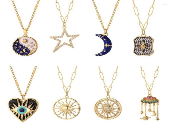 

pendant necklaces fashion star moon necklace for women girl jewelry evil blue eye gold color sun stainless steel chain4244978, Silver