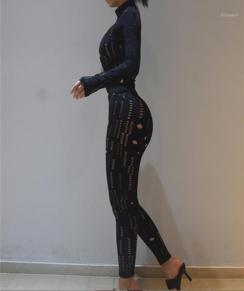 

women039s two piece pants autumn black hole 2 sets women outfits 2022 long sleeve hollow out suits bodycon matching4828470, White