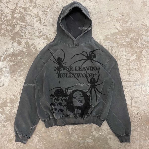 

women's hoodies sweatshirts vintage demon print hoodies women streetwear oversized hoodie couples sweatshirt goth harajuku jacket y2k, Black