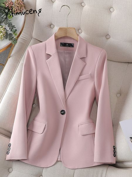

women's suits blazers yitimuceng single button blazers for women spring long sleeve slim women blazer chic office ladies notched solid, White;black