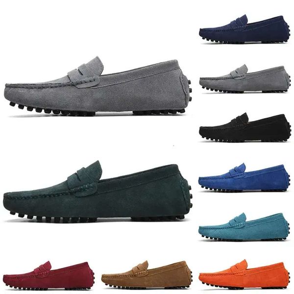 

non-brand suede casual men shoes black light blue red gray orange green brown mens slip on lazy leather shoe 38-4557 s660 s