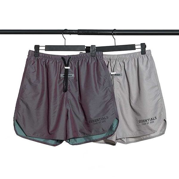 

esential multi thread letter reflective nylon shorts, Black