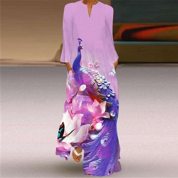 

spring and autumn europes womens printed long sleeved dress v neck, Black;gray