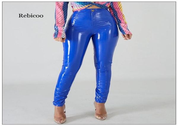 

women039s pants capris plus big size pu faux leather leggings large shiny skinny slacks women high waist liquid pvc latex pat5496125, Black;white